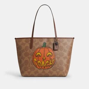 City Tote Bag In Signature Canvas With Halloween Print